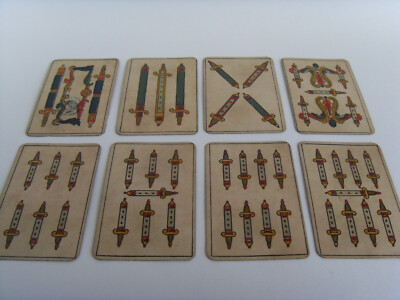 Ancien Jeu De Cartes D'Aluette B.P. Grimaud - Dos Petits Carrés Noirs, Timbre 1890