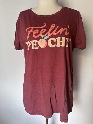 INSTANT MESSAGE Cute Peach Maroon Red Feeling Peachy TShirt Tee Top 2XL 2X EUC