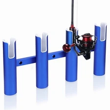 Aluminium 4 Tubes Link  Fishing Rod Holder for Boat Blue Rod Pod with Screws