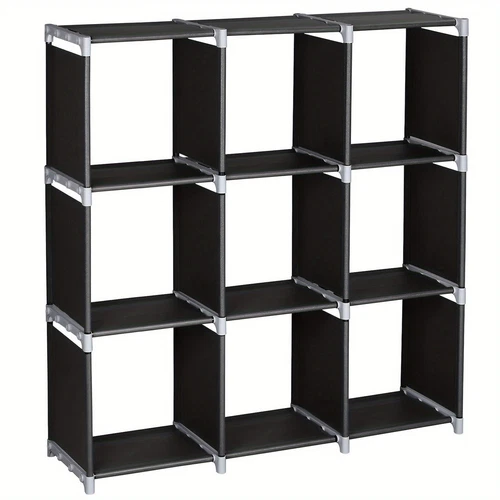 Multifunctional Assembled 3 Tiers 9 Compartments Storage Shelf Black - Picture 8 of 9