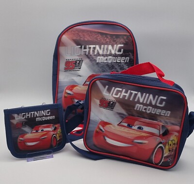 Disney Cars - Lightning McQueen - 3D Taschen Set - Rucksack / Brustbeutel Tasche