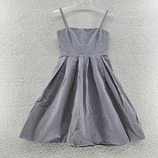 J Crew Womens 8 Cotton Blue White Candystripe Square Neck Pleated Dress Y2K Prep