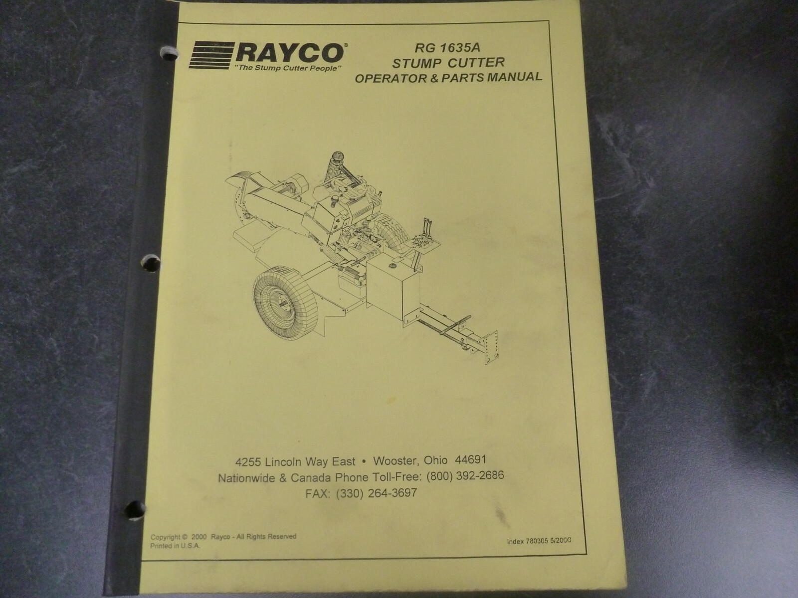 Rayco RG 1635A Stump Cutter Parts Catalog & Owner Operator Maintenance