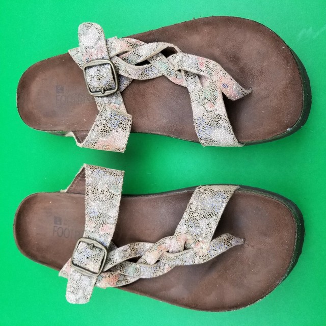 Women's White Mountain Gracie Molded Footbed Sandals Leather Brown Multi Floral | eBay