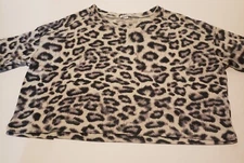 Splendid Brand Leopard Print Short Sleeve Crop Top Size S