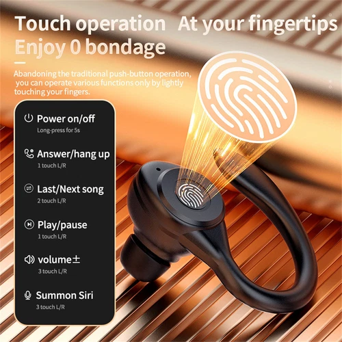 Bluetooth 5.3 Headset Wireless TWS Earphones Earbuds Stereo Headphones Ear Hook - Picture 3 of 13