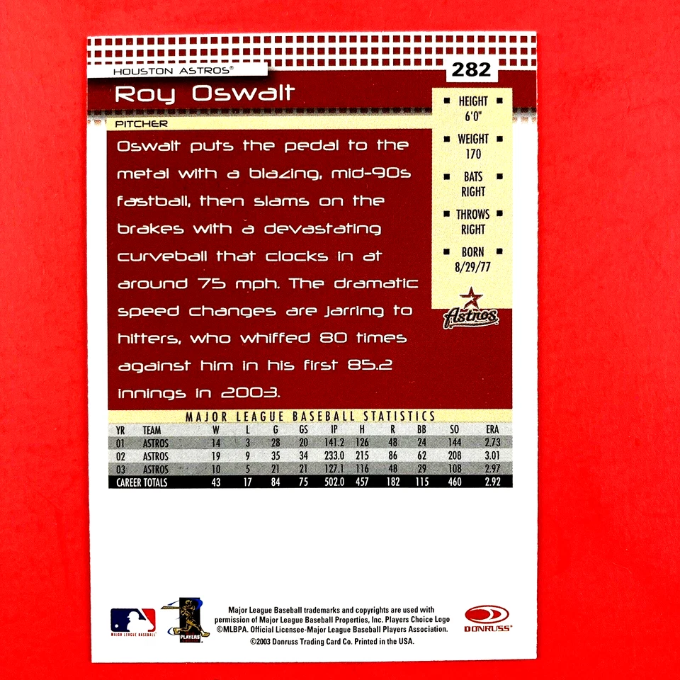 Roy Oswalt 2004 Donruss Card #282 MLB Houston Astros - Image 2 of 2