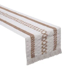 MOSISO Kitchen Table Linens Farmhouse Braided Stripe Table Runner Collection