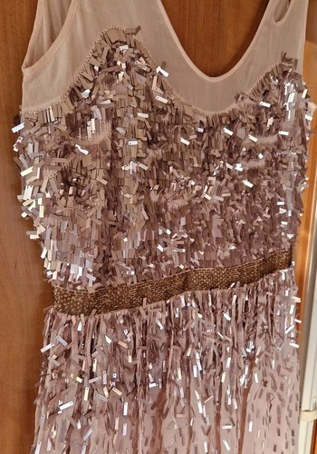 FRENCH CONNECTION Perlen Kleid hellrosa ärmellos NEU UK10 EUR38 ATEMBERAUBEND - Bild 7 von 11