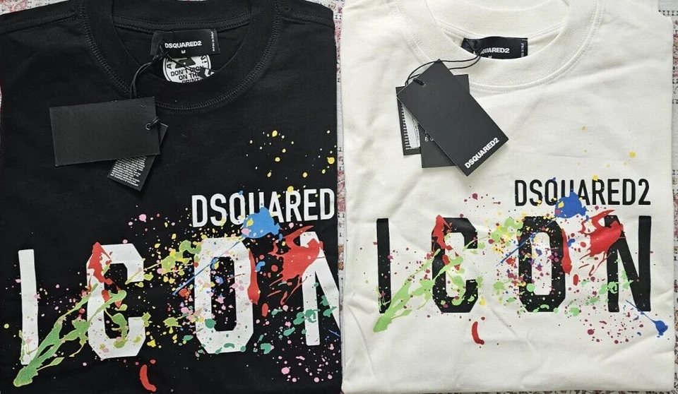DSQUARED2 ICON SPLASH White/Black T-SHIRT S to XXL UK SIZE FREE FAST DELIVERY DQ - Image 2 of 4