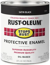 7777502 Protective Enamel Paint, Stops Rust, 32oz, Black Satin Finish, 1 Quart