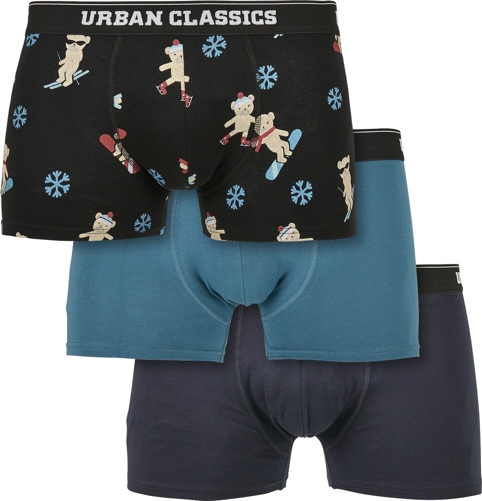 Шорты-боксеры Urban Classics Unterhose Organic X-Mas 3 шт Teddy Aop Jasper Темно-синий 5490₽