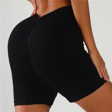 Women's Back V Cut Push Up High Waist Yoga Shorts Sports Pants Gym Workout