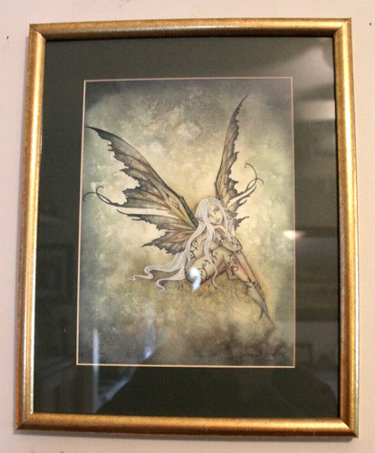 Green Sprite Matted and Framed Print Amy Brown Fantasy Fairy Gold