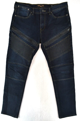 Ring Of Fire Denim Jeans Dark Blue Slim Tapered Fit Mid Rise Mens Size 34x32