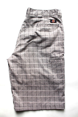Dickies Flex Regular Fit Shorts Herren W38 grau kariert Poly Baumwolle SHOT631