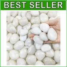Natural Smooth White Stones - 1-2 Inch Polished Pebbles for Elegant Landscaping