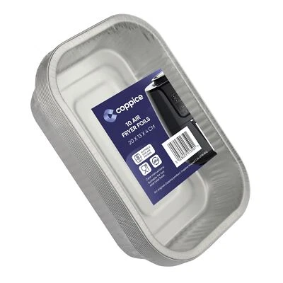 Air Fryer Aluminium Foil Trays Oven Food Safe 20x13x4cm 10 Pk Coppice