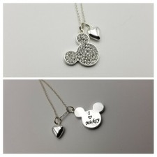 Disney I Love Mickey Swarovski Mouse Heart Necklace Icon Silver Plated Kohls