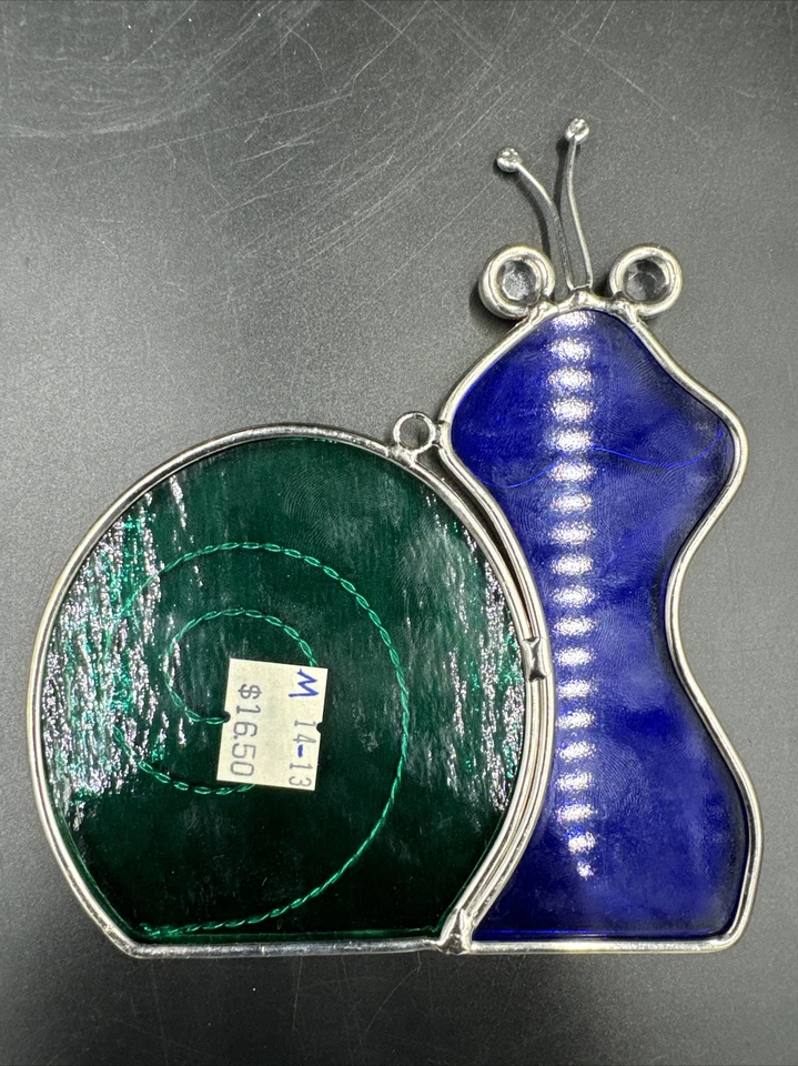 Винтажная стеклянная садовая улитка проволока ловец солнца зеленый и синий 5 дюймов x 6 дюймов - Изображение 4 из 4