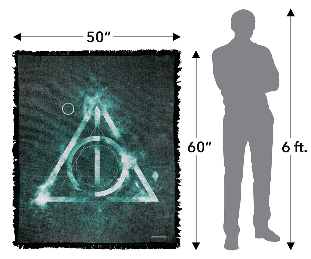 Harry Potter Blanket, 50"x60" Deathly Hallows Woven Blend Throw Blanket