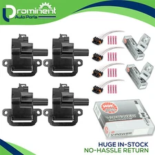 4 lgnition Coil + 4 NGK Spark Plug + 4 Connector for Chevrolet Pontiac Cadillac