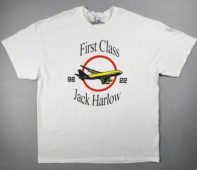 Jack Harlow Shirt First Class Rap Hip Hop Flight Tee Mens Size XXL White