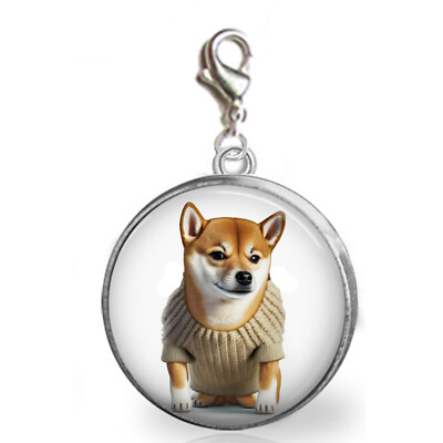 Shiba Inu Puppy Dog Glass Top Clip On Charm Zipper Pull Bracelet Purse  Charm