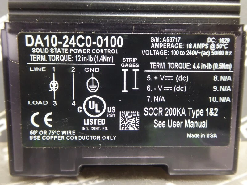 USED Watlow DA10-24C0-0100 DIN-a-mite Solid State Power Control - Image 4 of 4