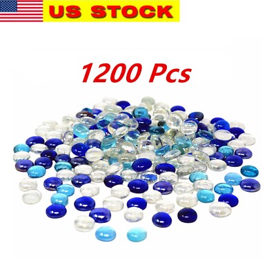 1200 Pcs Mixed Color Glass Gem, Pebbles, Mosaic Tile, Marbles Vase Filler (12LB)