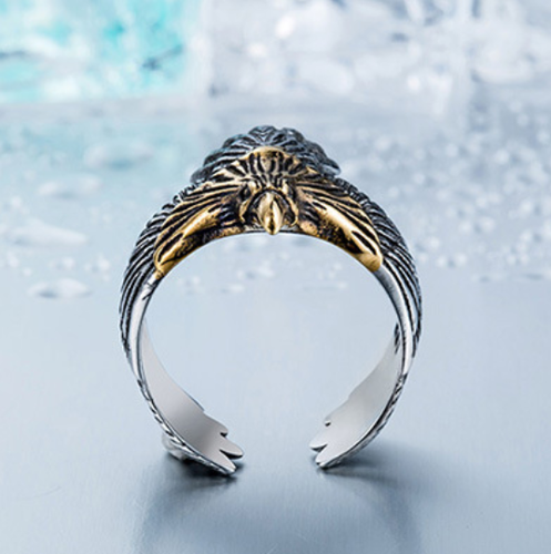 Fashion Jewelry Gift Vintage Goro Eagle Ring Hawk Gothic Punk Biker Falcon Ring - Picture 9 of 23