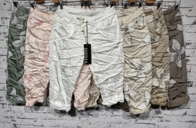 SOMMER SHINY SWEATPANTS HOSE ITALY JOGGPANTS STYLE FLORA ORCHIDEE M. 3/4 HOSE