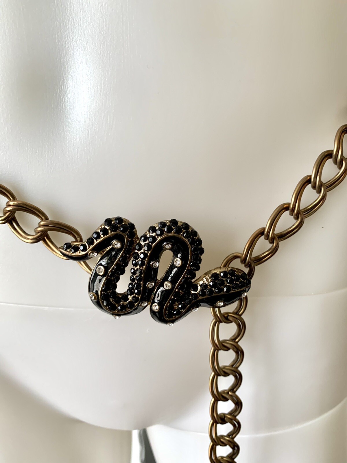 Kenneth Jay Lane Chain Belt with Enameled Snake R… - image 2