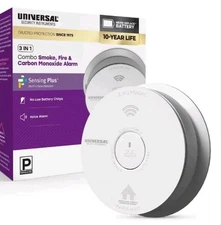 USI 10-Year Battery 3-in-1 Smoke Fire and Carbon Monoxide Detector w/Voice Alarm