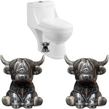 EatCores Black Highland Cow Toilet Bolt Covers Set of 2