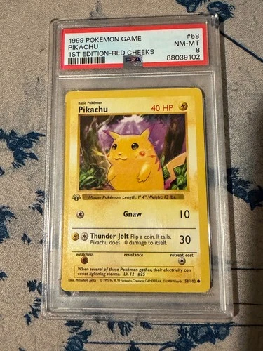 1999 Pokemon Base Set Pikachu Red Cheeks 1st Edition #58 PSA 8