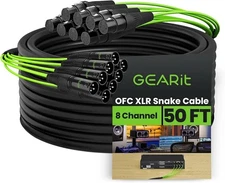 GearIT 8-Channel XLR Snake Cable (50 ft) - 100% Oxygen- Free Copper Snake Wire,