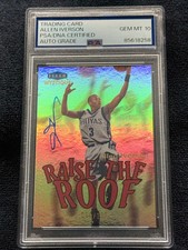 64/100 Allen Iverson 2013-14 Fleer Retro Raise The Roof Signed Auto IP PSA 10