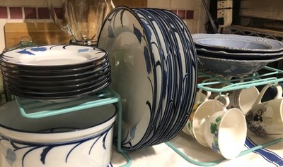 Vintage Rubbermaid Turquoise Coated Wire Dish Rack Mug Plate Bowl Midcentury