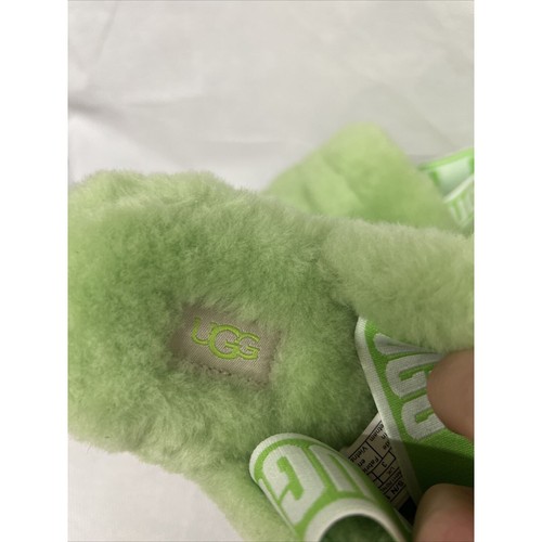 NEUF TAILLE 5 UGG femme peluche ouais slide fourrure de mouton 1095119 dans logo sandale pomme - Photo 9 sur 10