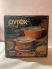 VINTAGE PYREX 2 PIECE CASSEROLE SET AUTUMN HARVEST COMPLETE NEW IN BOX