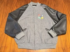 Vintage Official All Star Cafe Jacket Orlando Sz Large Black Leather & Gray