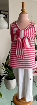 RYKIEL ENFANT SET SZ 8 A  ICONIC STRIPE COTTON KNIT TOP WT CAPI / EMBROIDERY NWT