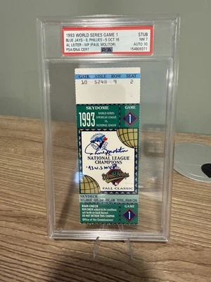 1993 World Series Ticket Stub Signed by Paul Molitor Auto PSA 7 Auto 10 - Image 1 of 3