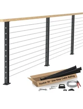Gyykzz 36" One-Stop Cable Railing Post Kit, 3  Pack Fixed Top Level Drilled Line