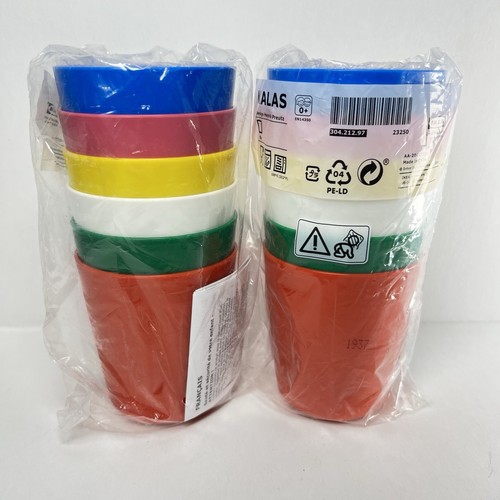 2 Packages Of 6 Ikea Kalas 304.212.97 Tumbler Assorted Colors Kids Cups - Picture 1 of 5