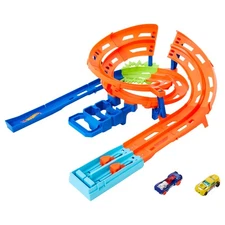 Hot Wheels Whip Around Raceway Track Set, Includes 2 Toy Cars in 1:64 Scale