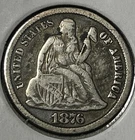 1876CC Seated Liberty Dimes #582A