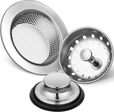 3 Pcs Kitchen Sink Drain Strainer and Stopper Stainless Steel Garbage Disposal