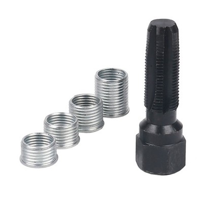 M14 x1.25 Spark Plug Rethread Thread Repair Kit Reamer Tap with 4 Inserts C